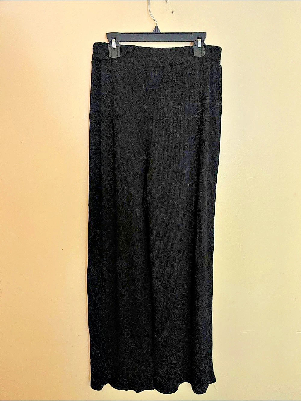SHEIN Ribbed Wide Leg Pants Black Size Small